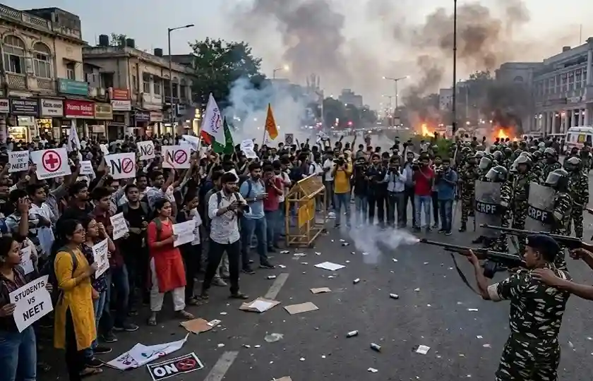 CRPF Report AntiNEET Protests  NEET વિરોધ પ્રદર્શનમાં પેલેટ ગન વાપરવાની અપાઈ હતી મંજૂરી   CRPF રિપોર્ટમાં મોટો ધડાકો