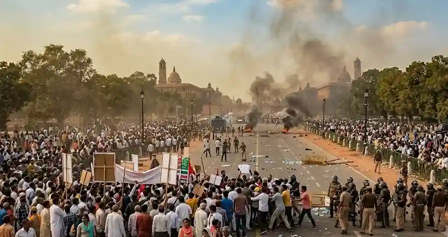 Delhi CJP March Violence દિલ્હીમાં CJPના 'સંસદ માર્ચ' દરમિયાન ભારે હિંસા પોલીસકર્મીઓ ઘાયલ, કનોટ પ્લેસ અને પાર્લામેન્ટ સ્ટ્રીટમાં FIR નોંધાઈ