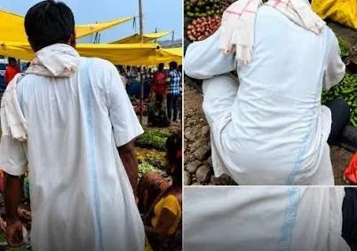 Desi Jugaad  સોશિયલ મીડિયા પર અનોખી ફેશનની ધમાલ રેલવેની બેડશીટમાંથી કુર્તો બનાવી બજારમાં નીકળ્યો યુવક, વીડિયો વાયરલ