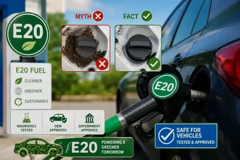 E20 Ethanol Fuel  E20 ઈથેનોલ પેટ્રોલને લઈને સોશિયલ મીડિયા પર ફેલાયેલા ભ્રમનો અંત, સરકાર અને ઓટો કંપનીઓએ આપી સ્પષ્ટતા