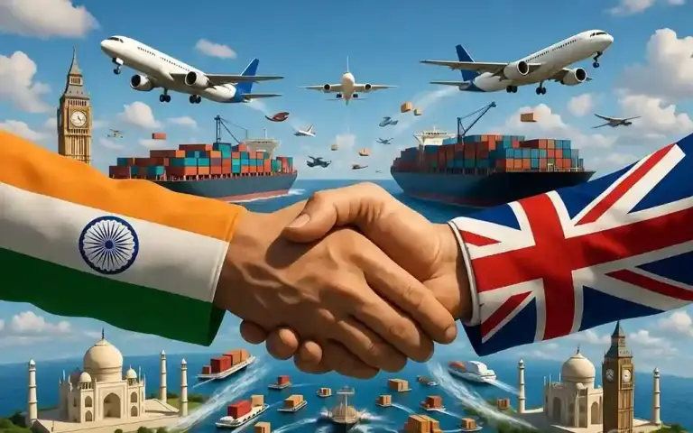 India UK CETA Trade Agreement  ભારત અને બ્રિટન વચ્ચે મુક્ત વ્યાપાર કરાર (FTA) આજથી લાગુ! ૯૯% ભારતીય નિકાસ થશે ટેક્સફ્રી, જાણો કઈ વસ્તુઓ સસ્તી થશે!