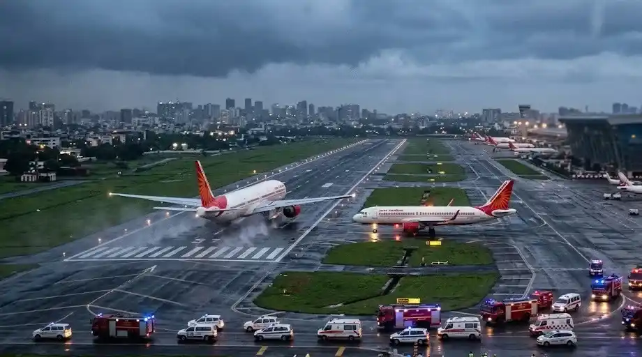 Mumbai Airport Runway Incident સેંકડો મુસાફરોના જીવ તાળવે ચોંટ્યા મુંબઈ રનવે પર એર ઇન્ડિયાના બે પ્લેન આમનેસામને