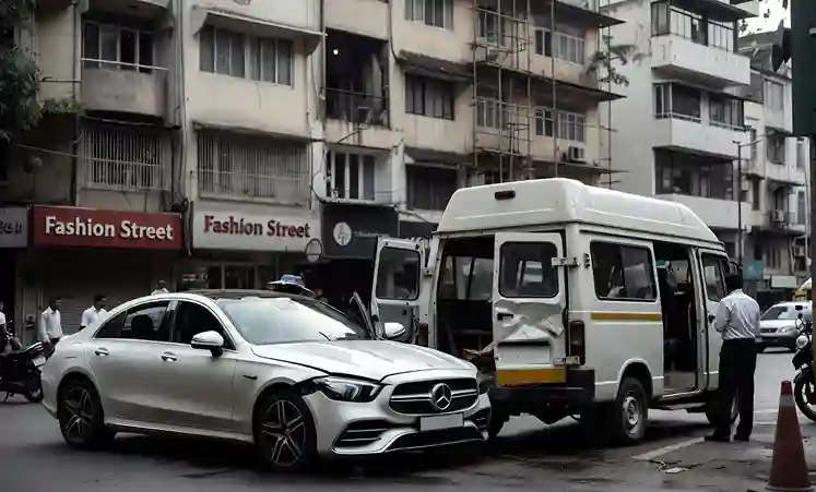 Mumbai Fort Accident દક્ષિણ મુંબઈના ફોર્ટ વિસ્તારમાં ભયાનક અકસ્માત, મર્સિડીઝ કાર અને સ્કૂલ બસ વચ્ચે ટક્કર!