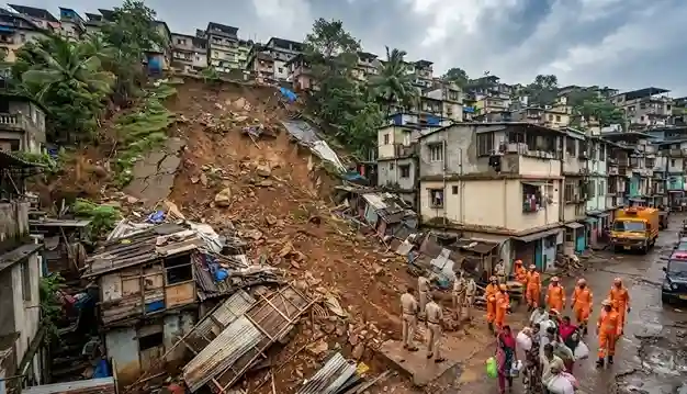 Mumbra Landslide Incident  મુંબ્રામાં અચાનક જમીન ધસી પડી ૯ પરિવારોનું તાત્કાલિક સ્થળાંતર, મોટો અકસ્માત ટળ્યો