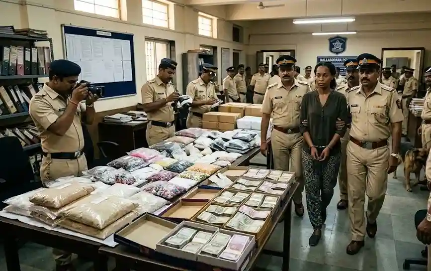 Nallasopara Drug Seizure Foreign Woman Arrested નાલાસોપારામાં ડ્રગ્સ વિરુદ્ધ મોટી કાર્યવાહી, અધધ ₹૪.૮૩ કરોડના MDMA અને કોકેન સાથે વિદેશી મહિલા ઝડપાઇ