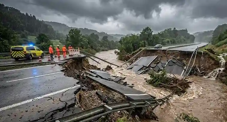 Nashik Trimbakeshwar road closed  નાસિકત્ર્યંબકેશ્વર હાઈવે પર મોટી આફત, ભારે વરસાદમાં રસ્તાનો એક હિસ્સો ધોવાઈ જતાં માર્ગ સંપૂર્ણપણે બંધ