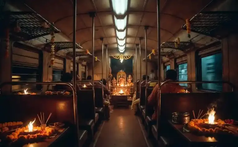 Puja in running train  ચાલતી ટ્રેનમાં પૂજાપાઠનો વીડિયો વાયરલ 3 લાખનું એડવાન્સ પેમેન્ટ અને સ્પેશિયલ કોચ, હનીમૂન ડેકોરેશન બાદ સેલૂન કોચને લઈને વિવાદ