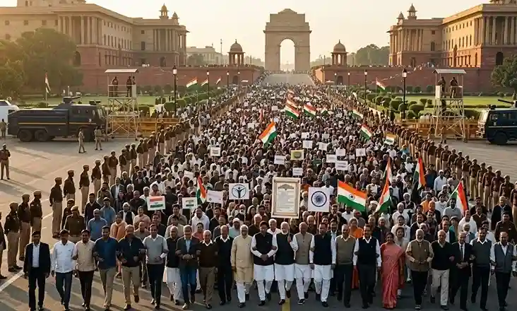Right To Protest Rule In India Constitution આંદોલન કરવાનો અધિકાર કે મર્યાદાઓનો ભંગ? સંસદ માર્ચ વચ્ચે જાણો બંધારણ શું કહે છે વિરોધ પ્રદર્શન અંગે