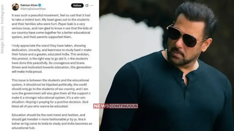 Salman Khan NEET Protest  NEET પેપર લીક મામલે બોલિવૂડના 'ભાઈજાન'નું મોટું નિવેદન પ્રોટેસ્ટ કરી રહેલા યુવાનોના સમર્થનમાં ઉતર્યા!