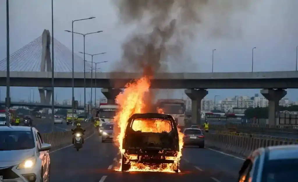 Sion Highway Fire Incident સાયન હાઈવે પર ચાલુ કાર બની ધગધગતો લાવા, જોતજોતામાં કાર ભસ્મીભૂત; જુઓ વિડીયો..