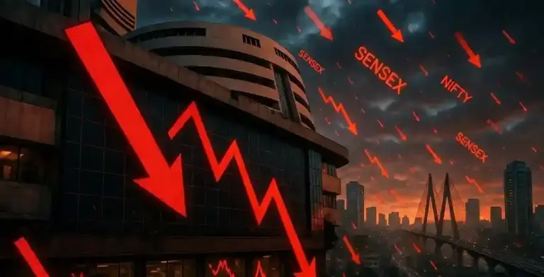 Stock Market Crash  ભારતીય શેરબજારમાં 'બ્લેક ટ્યુઝડે'! સેન્સેક્સનિફ્ટીમાં ગાબડું, ક્રૂડના ભડકાએ રોકાણકારોના પરસેવા છોડાવ્યા.