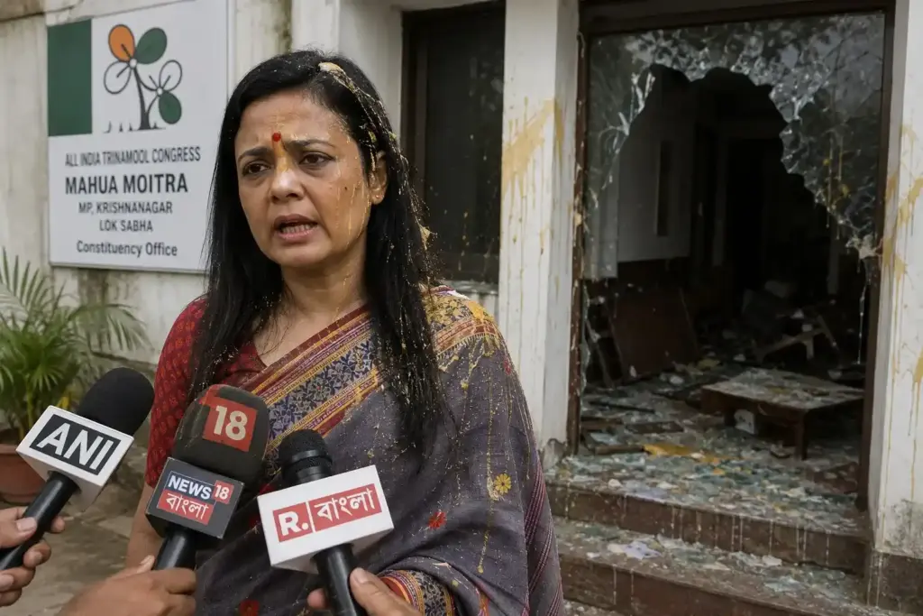 TMC MP Mahua Moitra Attacked તૃણમૂલ સાંસદ મહુઆ મોઈત્રા પર ઈંડા ફેંકાયા, ઓફિસમાં પણ તોડફોડ... ભાજપ પર કર્યો આક્ષેપ