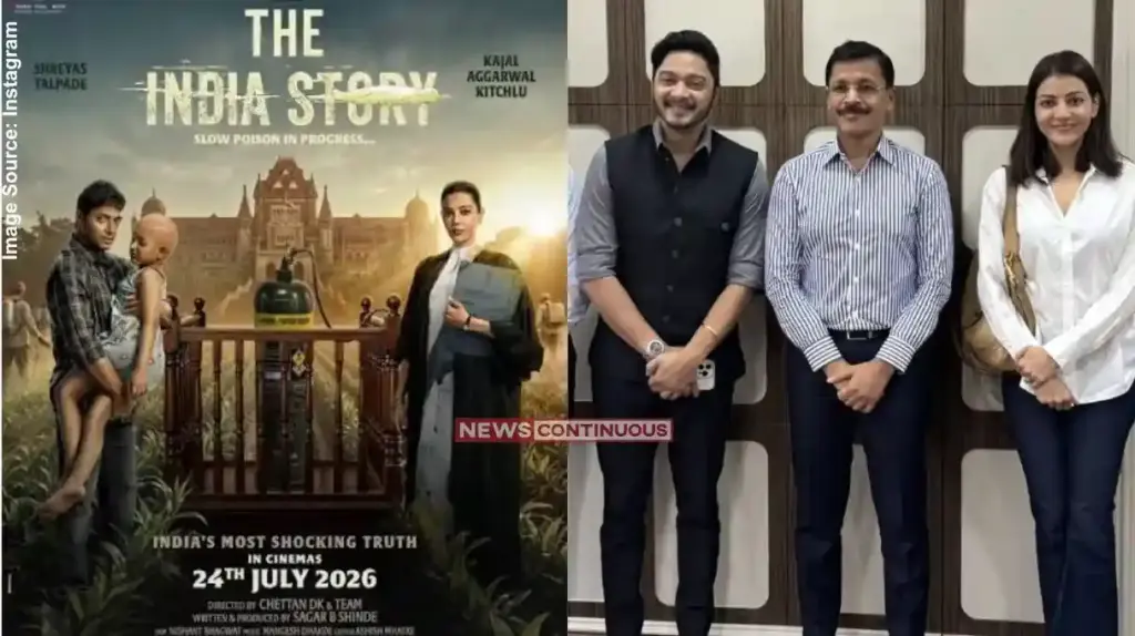 The India Story Kajal Shreyas ફિલ્મ 'ધ ઇન્ડિયા સ્ટોરી' માટે કાજલ અગ્રવાલ અને શ્રેયસ તલપડેએ IAS તુકારામ મુંઢે સાથે કરી મુલાકાત