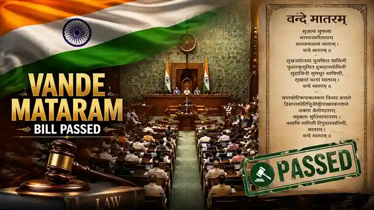 Vande Mataram bill passed in Lok Sabha રાષ્ટ્રીય પ્રતીકોના અપમાન સામે કડક કાયદો... સંસદમાં વંદે માતરમ બિલ મંજૂર, દોષિતોને જેલ અને દંડ થશે.