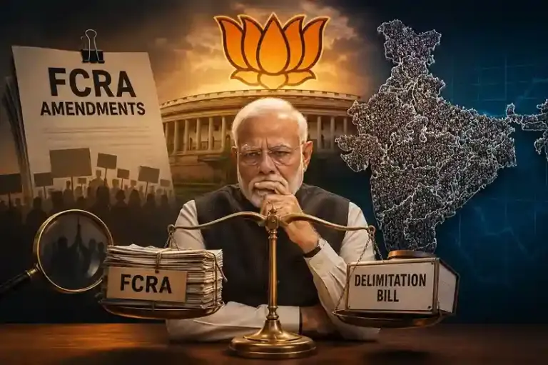 BJP FCRA Delimitation Dilemma  દક્ષિણના રાજ્યો અને સાથી પક્ષોની ચિંતા વધી વિદેશી ફંડિંગ કાયદામાં સુધારાથી સંસદમાં રાજકીય ગરમાવો