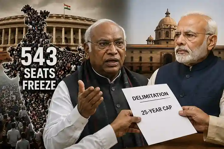 Delimitation 543 Seats Freeze  સંસદમાં ફરી રાજકીય ગરમાવો ખડગેએ PM મોદીને પત્ર લખીને કરી લોકસભાની ૫૪૩ બેઠકો ૨૫ વર્ષ સુધી યથાવત રાખવાની માંગ