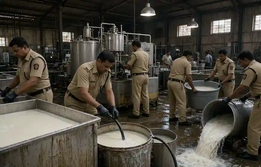 Fake Milk Factory Vasai અસલીના નામે વેચાતું હતું નકલી દૂધ! વસઈ ફેક્ટરી પર પોલીસની રેડ, ૧૦ લાખની કિંમતની મશીનરી જપ્ત