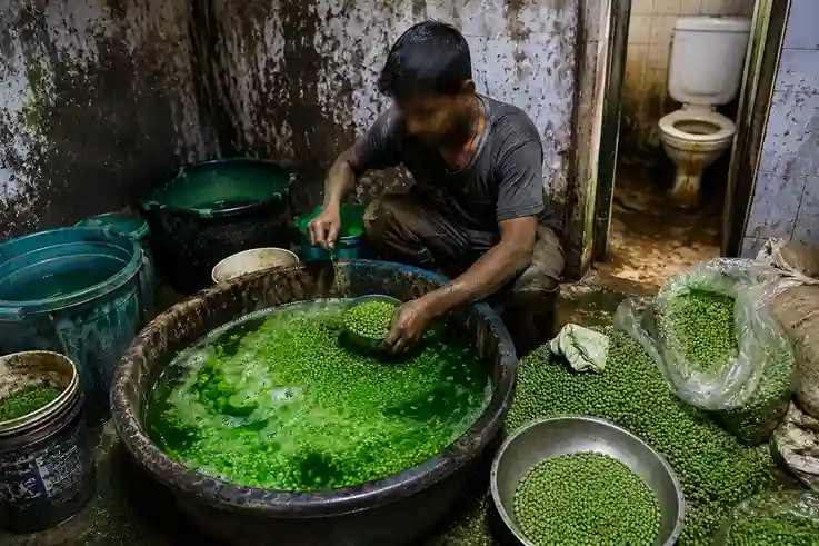 Kandivali Green Peas Chemical Water  શું તમે પણ લીલા વટાણા ખાઓ છો? કાંદિવલીમાં શૌચાલય પાસે કેમિકલથી વટાણા રંગવાનું રેકેટ ઝડપાયું..