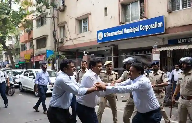 Matunga BMC ward office માટુંગામાં બીએમસી વૉર્ડ ઓફિસ બહાર બે કોન્ટ્રાક્ટરો વચ્ચે ખૂની જંગ ટેન્ડર વિવાદમાં જાહેરમાં ચાકુબાજી, બંને સામે ગુનો દાખલ