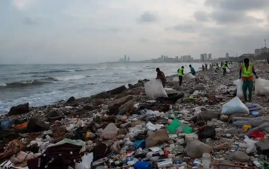 Mumbai Bandra Mahim Shoreline Marine Litter BMC Cleanup  મુંબઈના બાંદ્રા અને માહિમ દરિયાકિનારે પ્લાસ્ટિક અને કચરાનો અંબાર, મહાનગરપાલિકાએ બીચ ક્લીનઅપ અભિયાન તેજ કર્યું