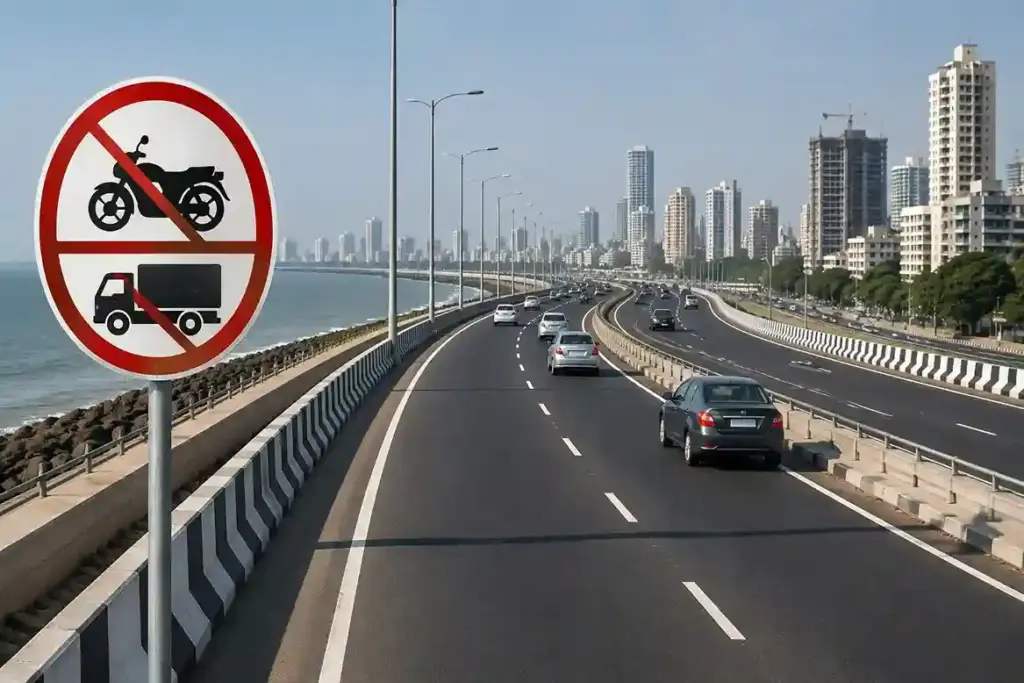 Mumbai Coastal Road Vehicle Ban મુંબઈ કોસ્ટલ રોડ અને સીલિંક પર 'આ' વાહનો પર કાયમી પ્રતિબંધ ટ્રાફિક પોલીસે જારી કરી નવી માર્ગદર્શિકા!