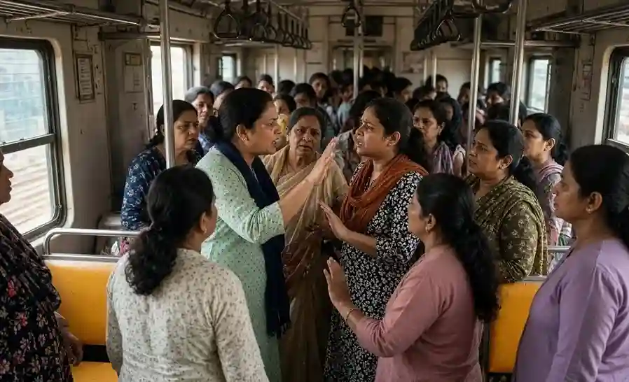 Mumbai Local Train Women Fight  મુંબઈ લોકલમાં ફરી રાડા સીટ માટે લેડીઝ ડબ્બામાં બે મહિલાઓ બાખડી, છૂટ્ટા હાથની મારામારી; જુઓ વિડીયો..