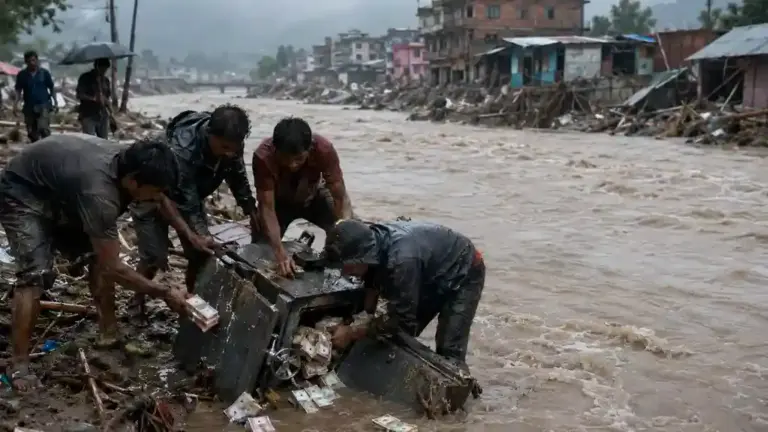 Nepal Flood  પૂરના પાણીમાં તણાઈ આવ્યા રૂપિયા! નેપાળમાં બેંકનું લોકર હાથ લાગતા ગ્રામીણોએ તિજોરી તોડીને પૈસા લૂંટી લીધા
