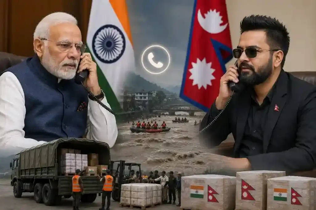 PM Modi Assures Nepal Flood Aid મુશ્કેલીની ઘડીમાં ભારત નેપાળની પડખે PM મોદીએ નેપાળના PM સાથે કરી વાત, 'દરેક સંભવ મદદની ખાતરી'!