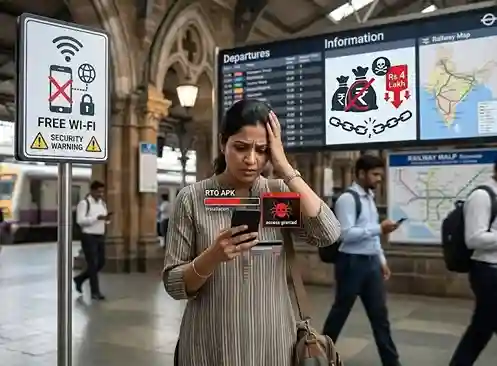 Railway Station Free WiFi Cyber Fraud  મુંબઈના રેલવે સ્ટેશને મફત વાઈફાઈ વાપરવું પડ્યું ભારે, એક જ ફોન કોલ અને APK ફાઈલથી મહિલાએ ગુમાવ્યા ૪ લાખ રૂપિયા
