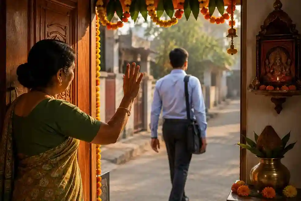 Superstition and Traditions India શુકનઅપશુકનની વાતો ઘર બહાર નીકળતી વખતે વ્યક્તિને પાછળથી અટકાવવાની માન્યતા પાછળનું વિજ્ઞાન અને હકીકત