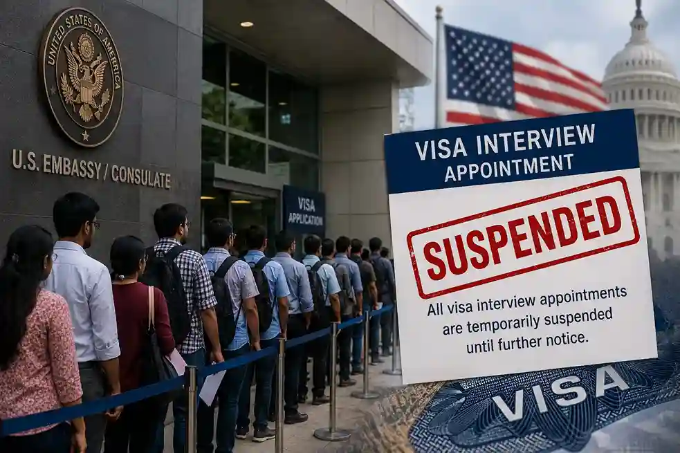 US Visa Interview Suspension 'અમેરિકન ડ્રીમ' પર બ્રેક! ટ્રમ્પ પ્રશાસને અચાનક કેમ રોકી દીધા તમામ વિઝા ઇન્ટરવ્યુ? જાણો કેમ લીધો આ મોટો નિર્ણય!