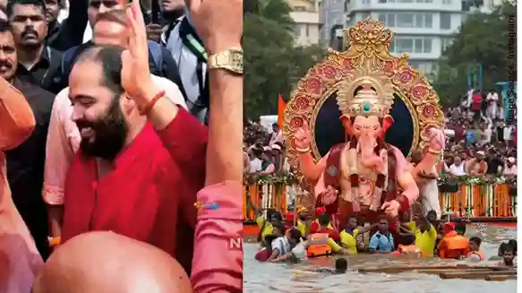 Anant Ambani Lalbaugcha Raja Visarjan ગિરગાંવ ચોપાટી પર બાપ્પાના વિસર્જનમાં અનંત અંબાણી! કાર્યકરો સાથે ઉત્સાહભેર ઝૂમ્યા, ભક્તિમય વિદાય
