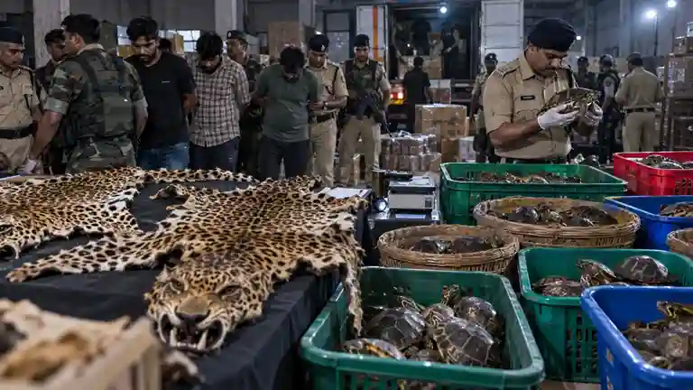 DRI Wildlife Smuggling Crackdown ડીઆરઆઈનું દેશવ્યાપી અભિયાન વન્યજીવ તસ્કરીમાં બે દીપડાની ચામડી અને ૧૮૦ જીવતા કાચબા જપ્ત, ૧૩ ઝડપાયા