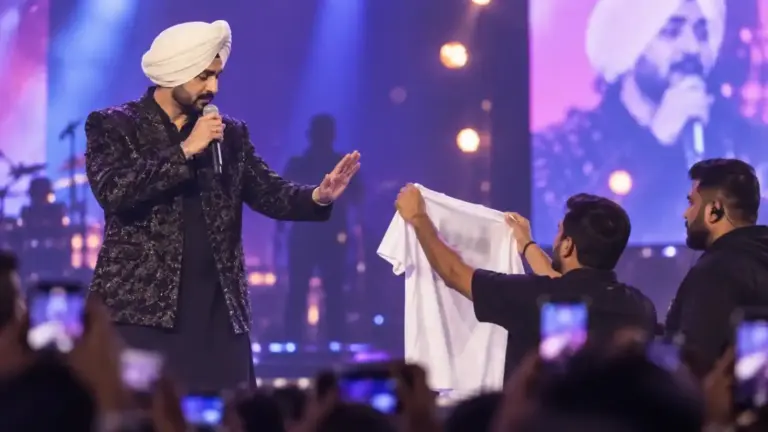 Diljit Dosanjh Stops Live Concert  ટીશર્ટ પર એવું શું છપાયેલું હતું? અચાનક ગભરાયા દિલજીત દોસાંઝ, અધવચ્ચે રોક્યો લાઈવ કોન્સર્ટ; કહ્યું 'આ અત્યંત પવિત્ર છે'