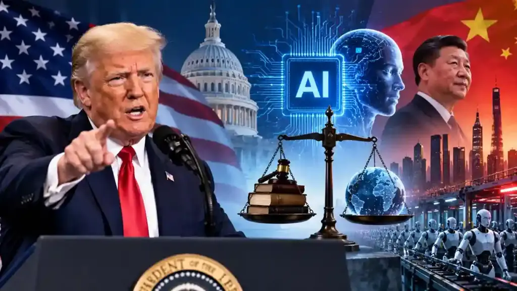 Donald Trump On AI Regulations  ચીન સાથેની ડિજિટલ સુપરપાવર સ્પર્ધા પર ટ્રમ્પનું ફોકસ AI પર સરકારી અંકુશો અમેરિકાની તાકાત નબળી પાડશે તેવી વ્યક્ત કરી ચિંતા