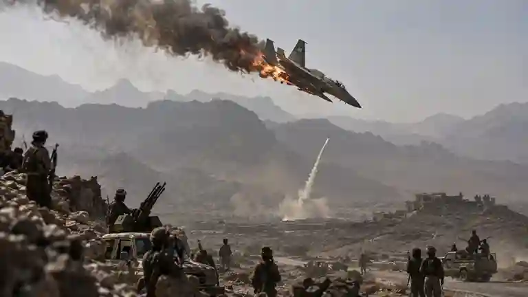 Houthi Claim Shooting Down Saudi F15 યમન સંઘર્ષમાં સાઉદી અરેબિયાને મોટો ઝટકો હૂથી વિદ્રોહીઓએ એરસ્ટ્રાઈક કરવા આવેલા F15 ફાઈટર જેટને તોડી પાડ્યાનો દાવો