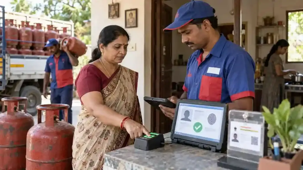 LPG Aadhaar Biometric Authentication નકલી કનેક્શન પર સરકારનો મોટો પ્રહાર ઘરેલુ ગેસ સિલિન્ડર ધારકો માટે બાયોમેટ્રિક વેરિફિકેશન ફરજિયાત, જાણો છેલ્લી તારીખ અને નિયમો