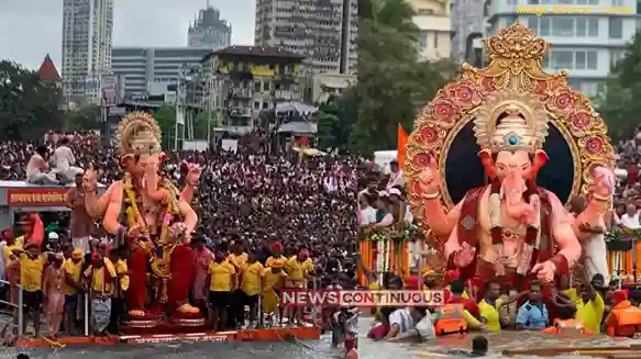 Lalbaugcha Raja Visarjan Girgaon Chowpatty 'પુઢચ્યા વર્ષી લવકર યા'; આંખોમાં આંસુ અને હૃદયમાં ભક્તિ સાથે મુંબઈગરાઓએ આપી લાલબાગચા રાજાને અંતિમ વિદાય..