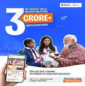 MY Bharat Platform 3 Crore Youth Milestone  કેન્દ્ર સરકારના 'MY Bharat' પ્લેટફોર્મે રચ્યો નવો ઇતિહાસ ૩ વર્ષથી ઓછા સમયમાં ૩ કરોડથી વધુ યુવાનો જોડાયા, નોંધપાત્ર માઇલસ્ટોન પાર!