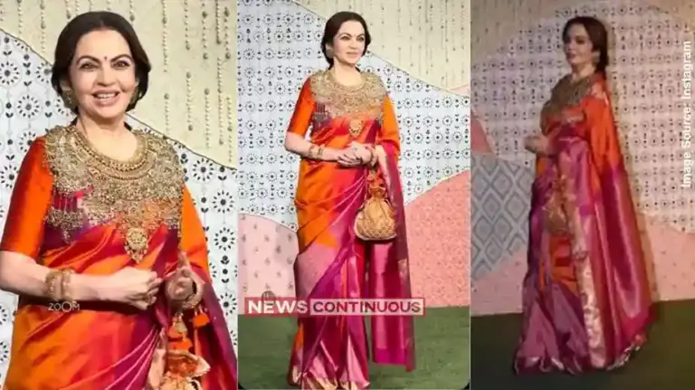 Nita Ambani Royal Look Ganesh Chaturthi  ગણેશ ચતુર્થી પર ૨૫૦૦ કરોડની માલિકણ નીતા અંબાણીનો રોયલ અંદાજ સિલ્ક સાડી અને શાહી લૂકમાં લાગ્યા ગજબ