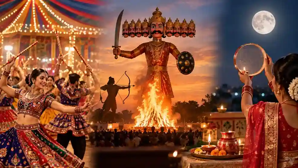 October Festivals List ઉત્સવોથી છલકાશે આસો મહિનો નવરાત્રિના ગરબા, દશેરાનું વિજય મુહૂર્ત અને કરવા ચોથની તિથિઓ; સાચવી લો આખું કેલેન્ડર