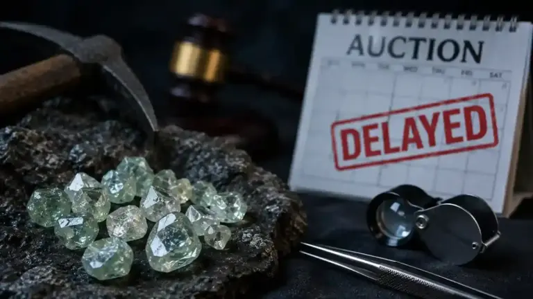 Panna Diamond Auction Delay  પન્નાની ચમક ફીકી પડી હીરા નીકળે છે પણ વેચાતા નથી, 143 કેરેટના હીરા લોકરમાં કેદ!  નિલામી અટકી પડતા માલિકો ચિંતામાં