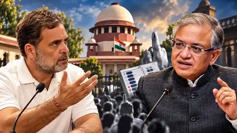Rahul Gandhi Demands Gyanesh Kumar Resignation રાહુલ ગાંધીનો કેન્દ્ર સરકાર સામે હુંકાર 'જ્ઞાનેશ કુમારે પદ પરથી હટવું જ પડશે, પીએમ બચાવી નહીં શકે'