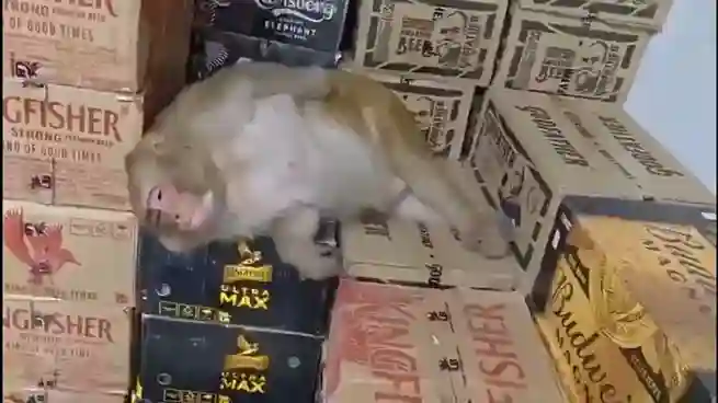 Ranchi Monkey Drinks Alcohol Viral Video દારૂ પીને ટલ્લી થયો વાંદરો; દુકાનદારો સ્તબ્ધ, સોશિયલ મીડિયા પર વીડિયો જોઈ લોકો આશ્ચર્યમાં