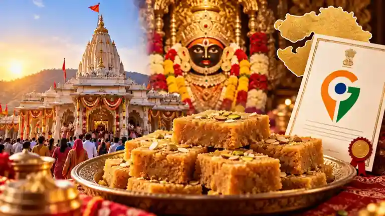 Ambaji Mandir Mohanthal Prasad GI Tag અંબાજી મંદિરના સુપ્રસિદ્ધ મોહનથાળ પ્રસાદને મળ્યો GI ટેગનો દરજ્જો નવરાત્રિના પ્રથમ દિવસે અપાશે સત્તાવાર સર્ટિફિકેટ