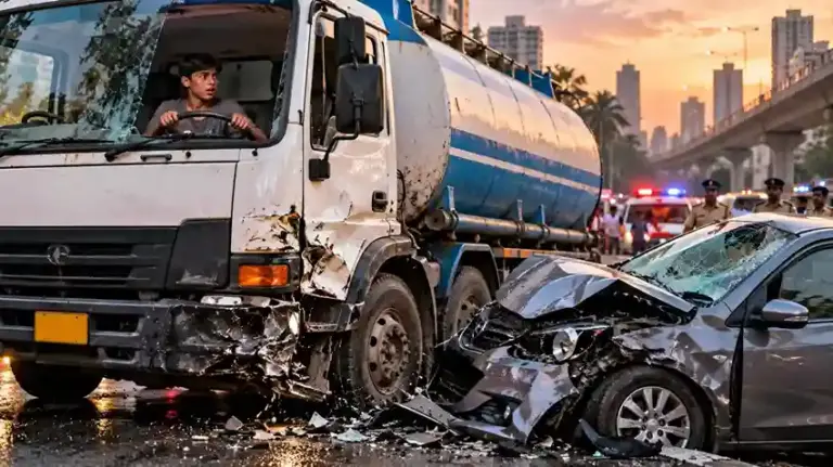 Andheri Water Tanker Crash અંધેરી ઈસ્ટમાં ૧૪ વર્ષના સગીરે વોટર ટેન્કર હંકારી કાર અને બિલ્ડિંગની દીવાલ સાથે અથડાવ્યું