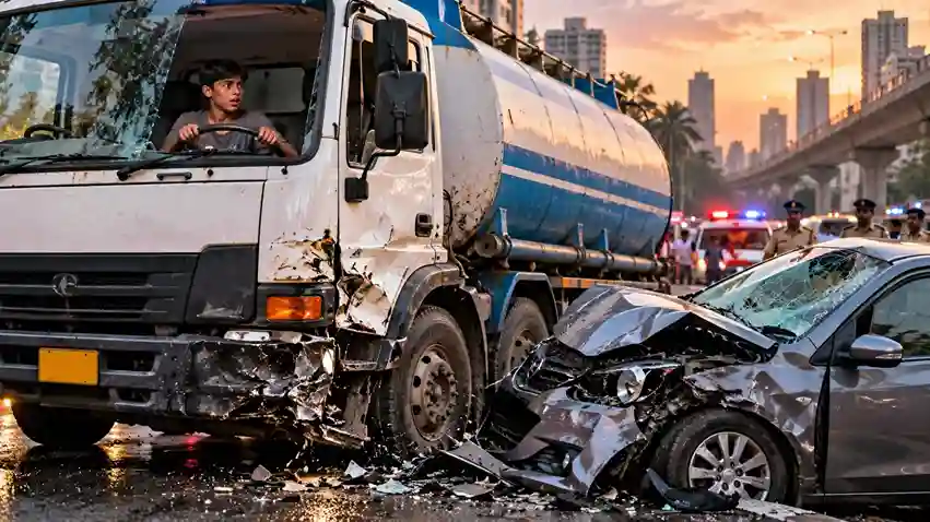 Andheri Water Tanker Crash અંધેરી ઈસ્ટમાં ૧૪ વર્ષના સગીરે વોટર ટેન્કર હંકારી કાર અને બિલ્ડિંગની દીવાલ સાથે અથડાવ્યું