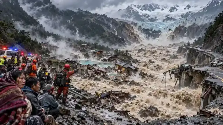 Bhutan Glacial Lake Outburst Flood  ભૂટાનમાં ગ્લેશિયલ લેક આઉટબર્સ્ટ ફ્લડથી તબાહી  ઐતિહાસિક ગરમ પાણીના કુંડ અને હાઈવે ધોવાયા, આ રાજ્યો હાઈ એલર્ટ પર