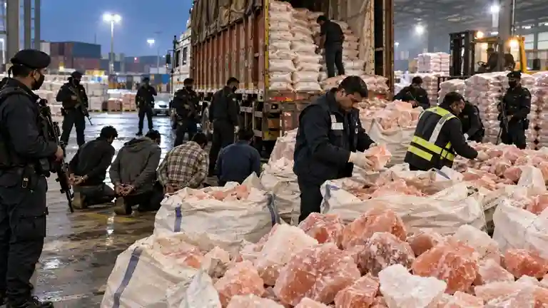 DRI Busts Illegal Pakistani Rock Salt Smuggling  ડીઆરઆઈનો સપાટો પાકિસ્તાની મૂળના ૭૩ લાખ કિલોથી વધુ ગેરકાયદે સિંધવ મીઠાની આયાતનો પર્દાફાશ, ૪ આરોપીઓની ધરપકડ