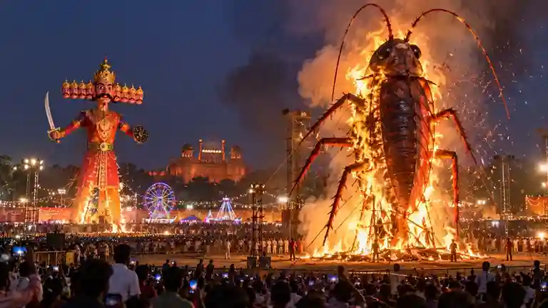 Delhi Ramlila 30Foot Cockroach Effigy Burning આ વખતે રાવણ દહનમાં કંઈક નવું જોવા મળશે! દિલ્હીની રામલીલામાં ૩૦ ફૂટ ઊંચો વંદો બળીને રાખ થશે સમિતિએ કર્યો ચોંકાવનારો ખુલાસો